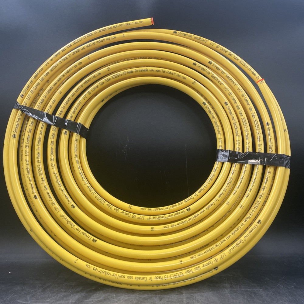 50 Foot Mueller 1/2″ OD Streamline GasShield Coil Coated Copper Tubing Gas Tube