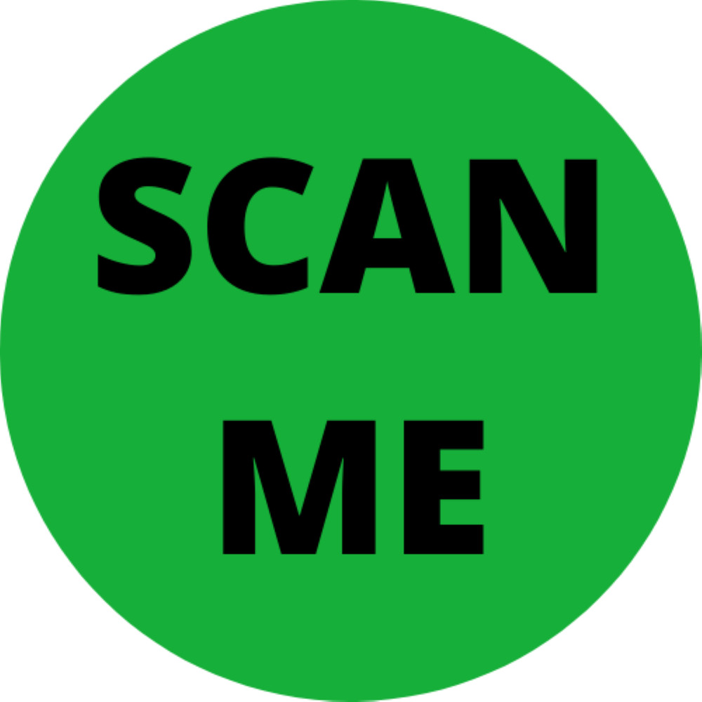 2 RLS of 300 EA – 2″ Green SCAN ME Circle Mailing Instructions Adhesive Stickers