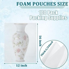 100Pack Packing Foam Pouches 12×16 Inch, Large Cushion Foam Wrap Pouches Prot