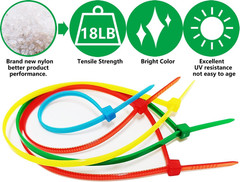 400Pack 8 Inch Multi Colors Heavy Duty Cable Zip Ties for Indoor and Outdoor Use