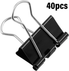 40 Pack Black Metal Binder Clips 1 Inch Heavy Duty Small Medium Large Office