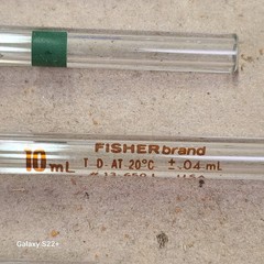6 pc KIMAX Fisher NO. 3700 USA 2mL Reusable Volumetric Glass Pipette Pipet TD/TC