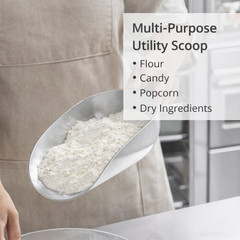 Choice 38 oz Aluminum Utility Scoop Seamless No Rivets Easy Clean 12 3/4″