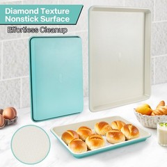 Spmarkt 3-Pack Blue Ceramic-Coating Baking Sheet Pans, 18inch,