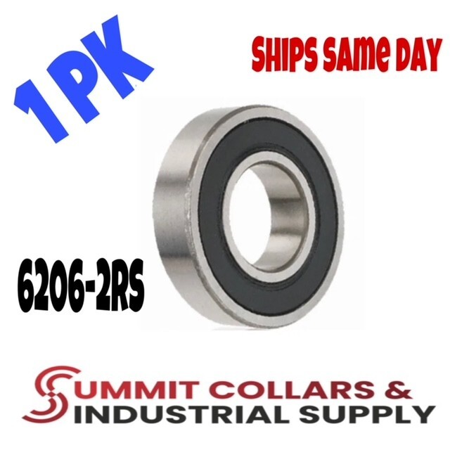 6206-2RS C3 EMQ Premium Rubber Sealed Ball Bearing, 30x62x16, 6206RS (1 QTY)