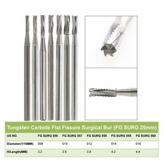 5pcs Prima Wave Dental Carbide Burs High Speed FG 19mm/Surgical FGOS SL 557 25mm