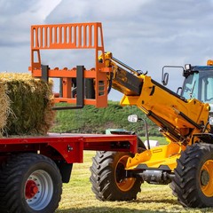 45″ Skid Steer Pallet Fork Frame, 4000 lb Capacity 3 Hay Spear Sleeves