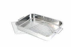 Brand New 16.5″ ExcelSteel Multiuse w/ Rack & Foldable Handles, Roasting Pans