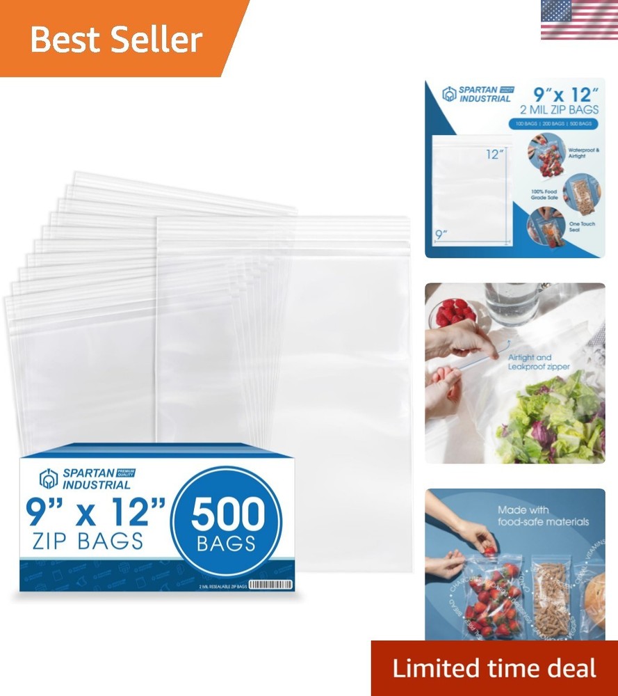 Quality 9” X 12” 500 Count Reclosable Zip Bags – Durable & Moisture Resistant