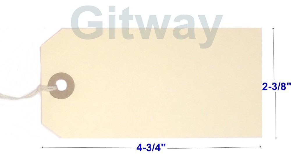 1000- 4 3/4″ x 2 3/8″ Size 5 Manila Inventory Shipping Hang Tags with String