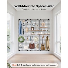 Uimoso Set of 3 Wall Grid Panels 2×6 ft Wire Display Racks in Black Finish