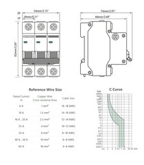 Thermal Magnetic Miniature Circuit Breaker 3 Pole – 63A, 480V AC Disconnect