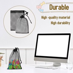 10 Pcs Black Small Mesh Drawstring Bags 15 x 10 cm Storage Pouches