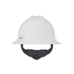 Msa Safety 475369 V-Gard Full Brim Hard Hat, Slotted, Type 1, Class E, Fas-Trac