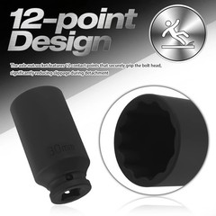30mm Socket 1/2″ Drive,12-Point Impact Socket for Axle Nut & Hub Lock Nut Remova