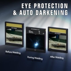 Solar Powered Auto Darkening Welder Mask with Large True Color View & 4 Sensors
