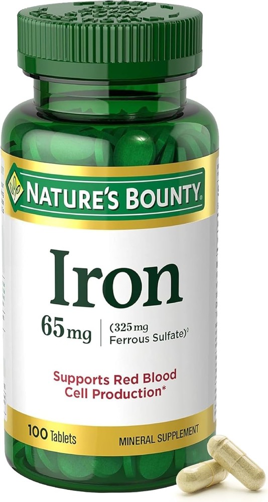 Nature’s Bounty Iron 65mg, 325 mg Ferrous Sulfate, 100 Count (Pack of 1)