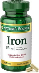 Nature’s Bounty Iron 65mg, 325 mg Ferrous Sulfate, 100 Count (Pack of 1)