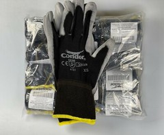 12 PAIRS CONDOR COATED BLACK/GREY WORK GLOVE 100% NYLON SHELL PU PALM (XXS-3XL)