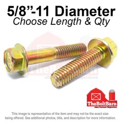 5/8″-11 Grade 8 Hex Flange Screws Frame Bolts Zinc Yellow (Pick Length & Qty)