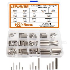 220pcs Roll Pin Set, Stainless Steel Slotted Spring Pin Assortment Kit M1.5