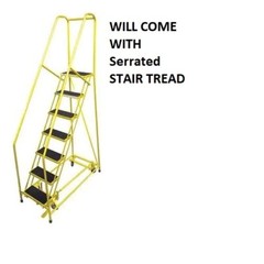 NEW! Cotterman 100 in H Steel Rolling Ladder, 7 Steps Yellow, 450 lb Load Cap!!