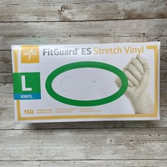 1 *DENTED* Case MEDLINE FITGUARD ES Stretch Vinyl Exam Gloves Size: LARGE 1500ct