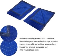 3 Pack Moving Blankets 40x72in Heavy Duty Padded Packing Blankets for Moving Shi