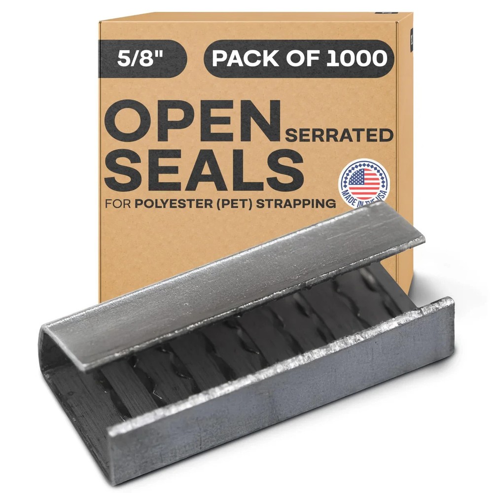IDL Packaging Serrated PET Strapping Seals 5/8″ Metal Clips Pallet Banding 1000