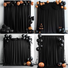 20 ft x 10 ft Wrinkle Free Black Backdrop Curtain for Parties, 4 Panels 10ft …