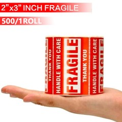Fragile Stickers 1 Roll 500 2×3 Fragile Label Sticker Handle With Care Mailing