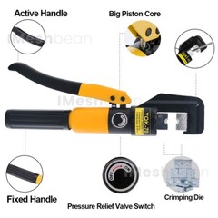 US 10T Hydraulic Crimper Wire Battery Cable Lug Terminal Crimping Tool w/8 Dies