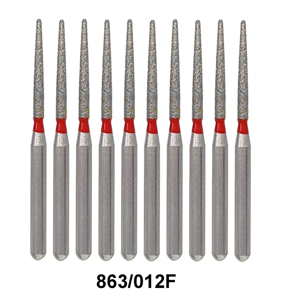Dental Diamond Burs FG Flame 863/012F Fine Grit High Speed 10Pcs