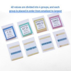 40 Values 400 Pcs 1/2W Resistor Kit 1 1M Metal Film Resistors Assortment