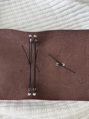 Dark Brown Leather Journal Cover with Charm A6