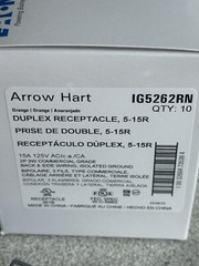 10 NEW EATON ARROW HART 15AMP 125V ISOLATED GROUND ORANGE DUPLEX RECEPTACLES LOT
