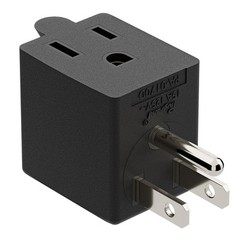 90 Degree Adapter Right Angled Downward Angled USA 3-Prong Male-Female Adapter