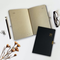 Vintage Journal with Lock & Key A5 Blank Page Diary Notebook Black Hardcover 365
