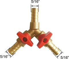 5/16″ Hose Barb Valve, Brass 3 Way Shut off Valve Y Shaped 2 Switch Ball Valve