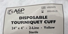 ASP MEDICAL ASP-564009 DISPOSABLE TOURNIQUET CUFF 24″ X4″ 2-LINE Yellow 03-25-33