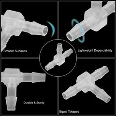 10 Pcs 1/8″ Plastic Hose Barb Fitting Equal T-Shaped Barbed Split Transparent