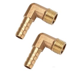 2pcs 90 Degree Elbow 3/8 inch Hose Barb to 1/2 inch NPT Male Brass Barbed