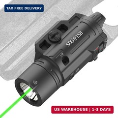 Solofish 1500lm Slidable Pistol Light and Green Beam Combo with Strobe/Momentary