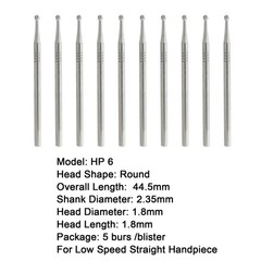 Wave Dental Carbide Bur Round HP 1 2 3 4 5 6 8 10 44.5mm Long Straight Low Speed