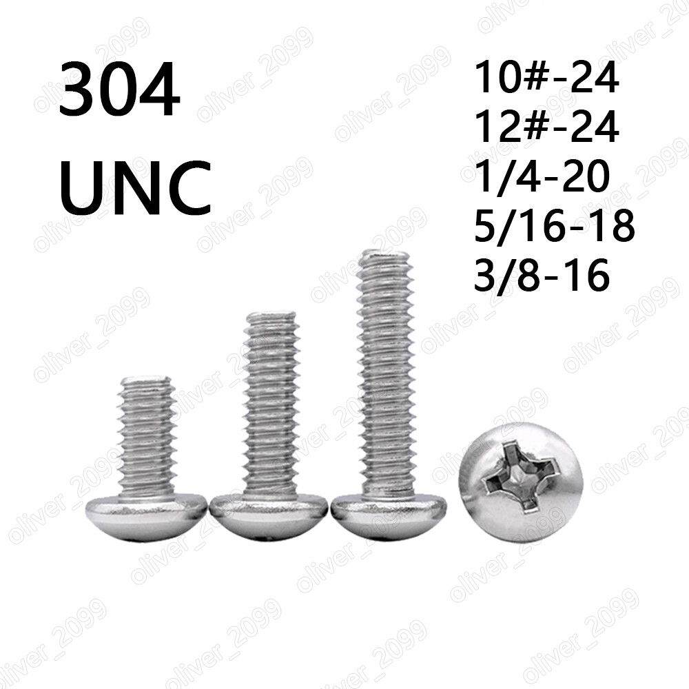 304 Stainless Steel Phillips Cross Pan Head Machine Screws 10# 12# 1/4 5/16 3/8