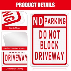3 Pcs No Parking Sign Do Not Block Driveway 10 X 14 Inches Aluminum Metal