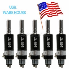 10 Sets Dental Air Motor 4Hole E-type + Low Speed Contra Angle Black fit 2.35mm