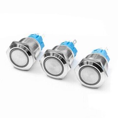 2Pc 19mm 12V LED ON OFF Push Button Power Switch Latching W/ Wire Socket Harness