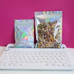 100 Mylar Holographic Resealable Bags 5.5×7.8″ Smell Proof Foil Pouches for Food