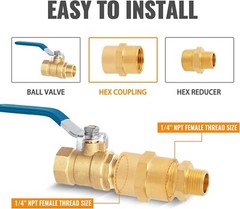 12 Pack Air Hose Fittings Brass Pipe Fitting Coupling 1/4″ x 1/4″ NPT Female New